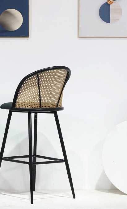 Black rattan bar stool