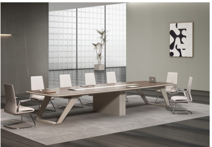 Conference room with a long table and matching chairs